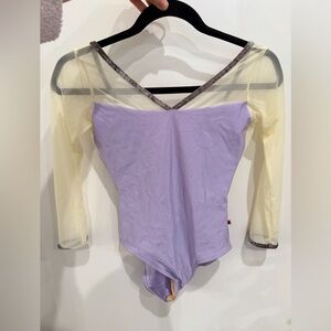 Yumiko Lavender and Cream Bodysuit